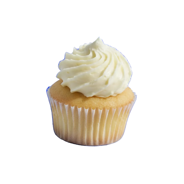 Cupcake with white frosting on a white background